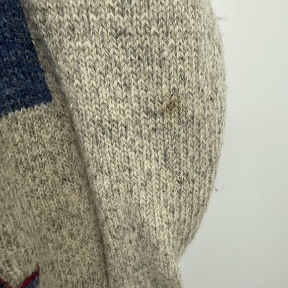 Woolrich‎ Cardigan Sweater Womens XL Oatmeal Wool Patchwork Quilt Hearts Granny - Picture 5 of 11